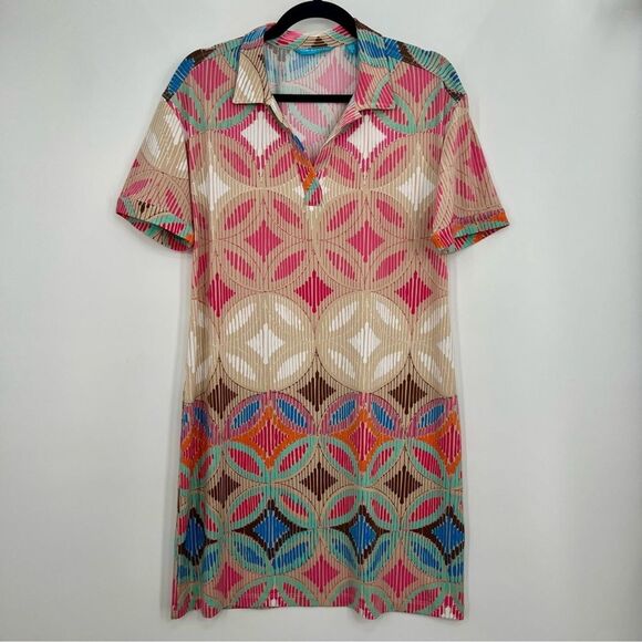 Tori Richard Dresses & Skirts - Tori Richard Honolulu Multi Colour Stretch Polo T- Shirt Mini Dress Striped L